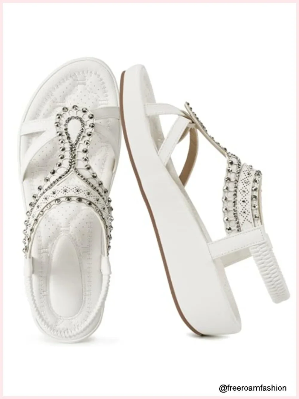 Memory Foam Wedge Sandals Rhinestone Slip On Platform Sandals